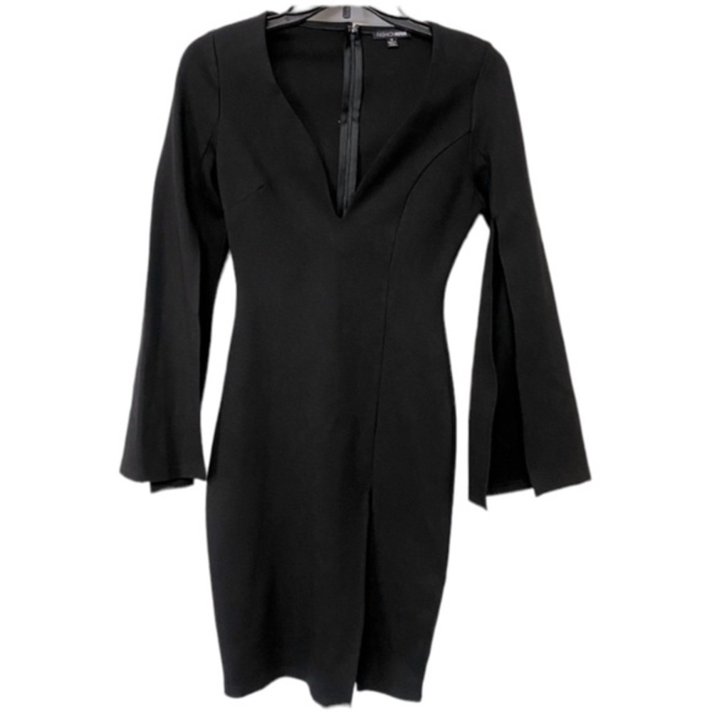 Fashion Nova V-Neck Black Dress-Size XS